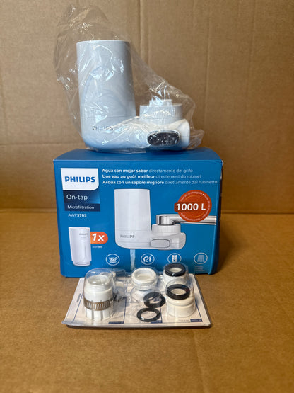 Philips Water Ontap Filter AWP3703 MICROFILTRATION, 1000 L filtration capacity, reduces chlorine, sediment, and other taste-impacting substances (Packing May Vary), White
