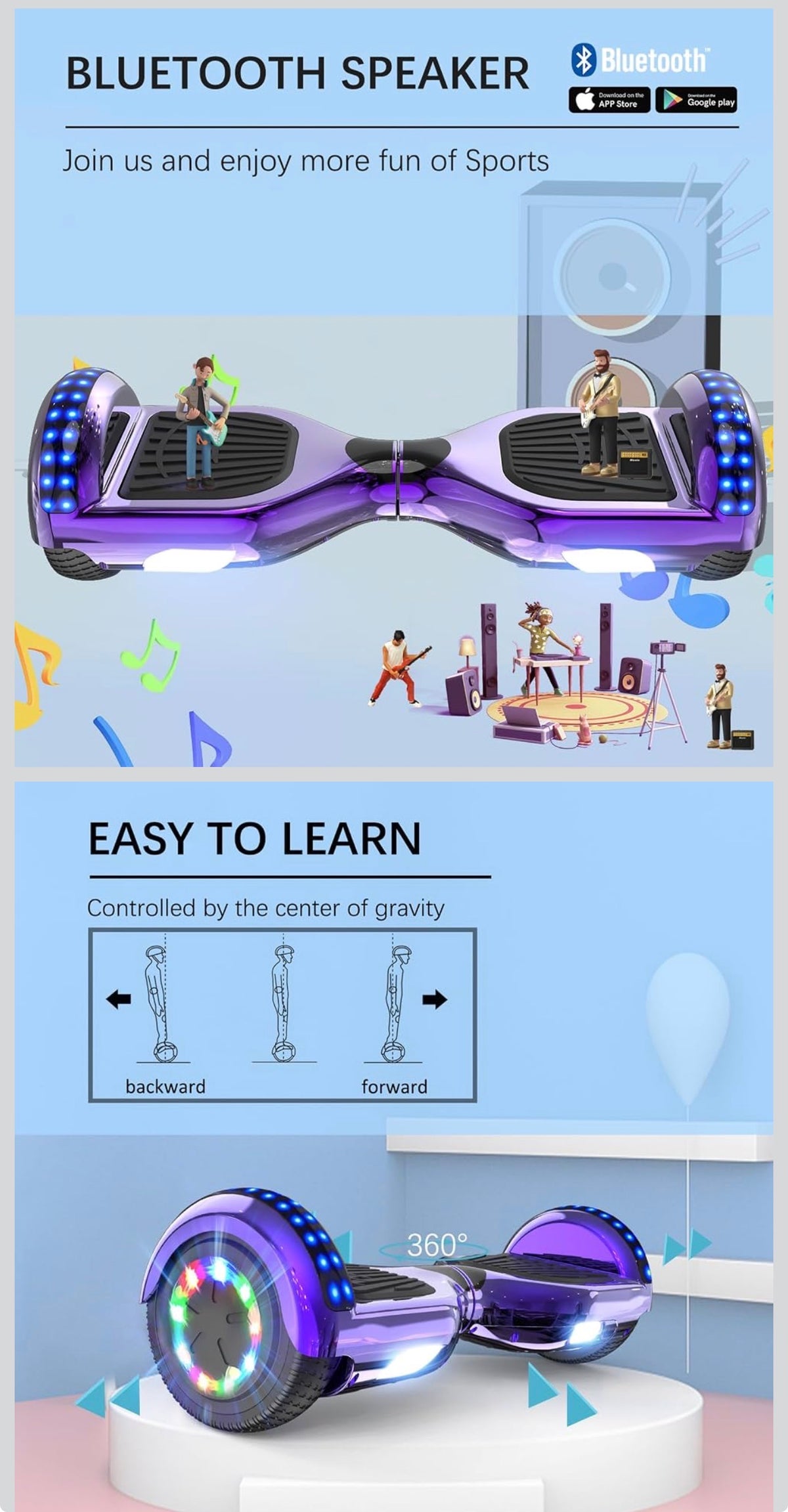 Hoverboards for kids 6.5 Inch, Quality hoverboards with Bluetooth Speaker,Beautiful LED Lights,Gift for kids and teenager