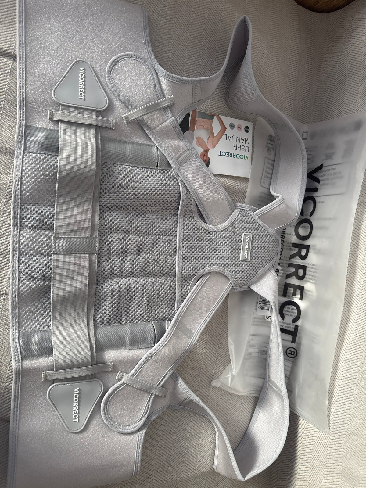 Vicorrect Posture Corrector for Women and Men: Back Brace Support - Shoulders Straightener Relieve Upper Back Pain (Gray, Small)
