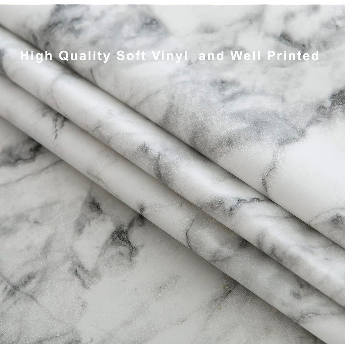 GRISHA Waterproof Round Tablecloth,Elastic Edged Fitted,Oilcloth,PVC,Wipeable,Outdoor circular plastic cover. (Grey Marble, 114x142cm)