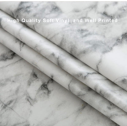 GRISHA Waterproof Round Tablecloth,Elastic Edged Fitted,Oilcloth,PVC,Wipeable,Outdoor circular plastic cover. (Grey Marble, 114x142cm)