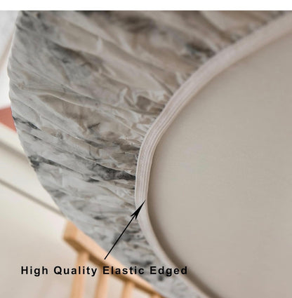 GRISHA Waterproof Round Tablecloth,Elastic Edged Fitted,Oilcloth,PVC,Wipeable,Outdoor circular plastic cover. (Grey Marble, 114x142cm)