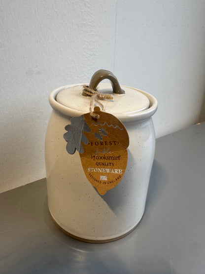 Cooksmart Forest Fable Ceramic Canister, Stoneware Storage Jar | British designed, woodland animal print, farmhouse kitchen style, durable construction, countertop organisation, airtight lid