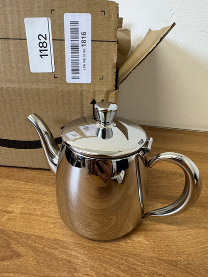 Café Olé PT-018 Premium Tea Pot, 18/10 Stainless Steel, Mirror Polished, 18oz/532ml, Stay Cool Hollow Handles, Perfect Pour Spout, Silver